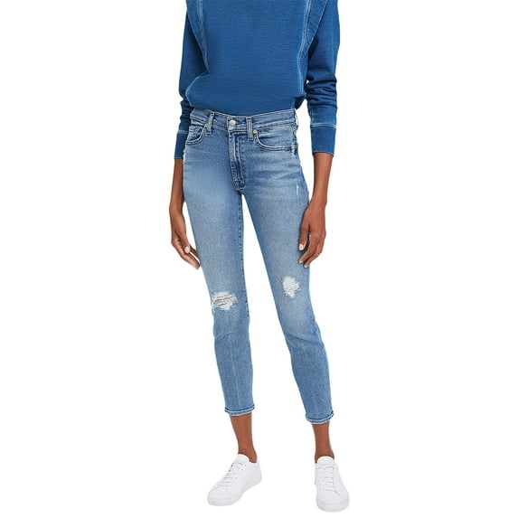 7 For All Mankind High-Waist Skinny in Blue/Black River Thames Blue/Black River Thames 28