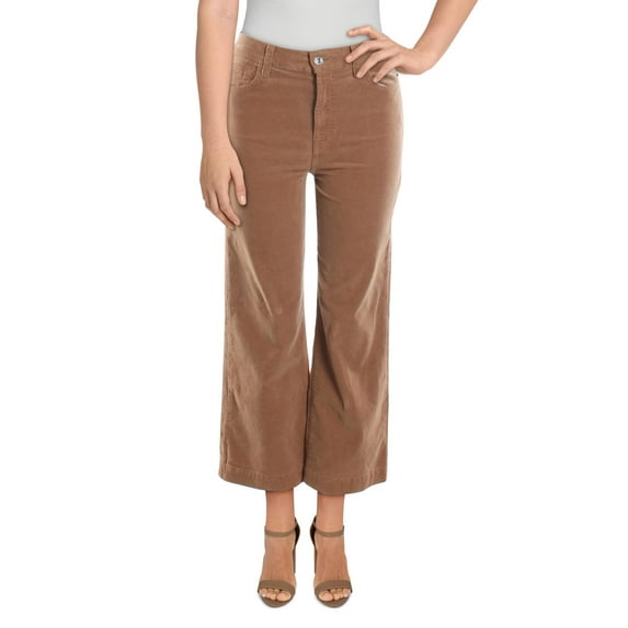 7 For All Mankind Women's Alexa High Waist Crop Wide Leg Corduroy Pants Brown Size 28