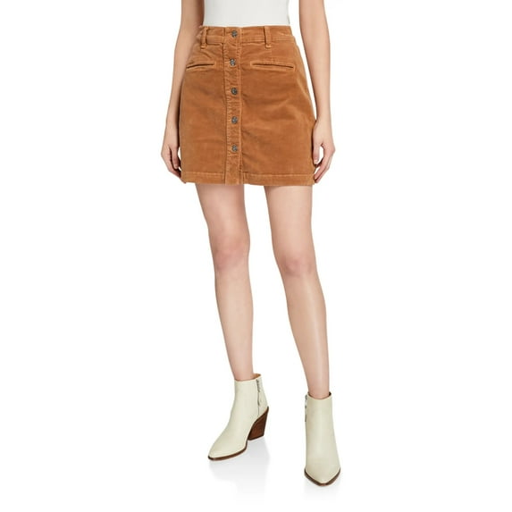 7 For All Mankind Women's Button-Front Corduroy Mini Skirt - Penny - Size 30 (8-10)