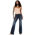 thumbnail image 1 of 7 For All Mankind Women's Dark Wash Mid Rise Dojo Trouser Flare Jeans Blue 32W x 34L, 1 of 4
