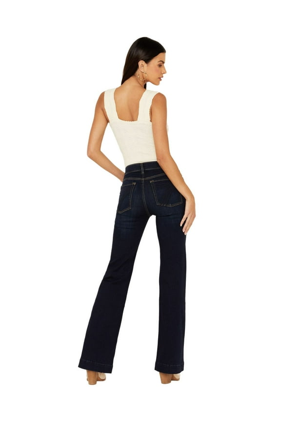 Women's Dark Wash Mid Rise Tailorless Dojo Stretch Trouser Dark Wash 29W x 32L