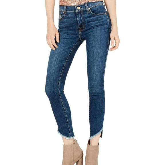 7 For All Mankind Womens Asymmetrical Skinny Fit Jeans
