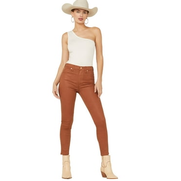 7 For All Mankind Womens High Rise Skinny Fit Ankle Jeans 30 Regular Coated Spice