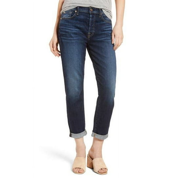 7 For All Mankind Womens High Waist Josefina Without Squiggle Dark Blue 32