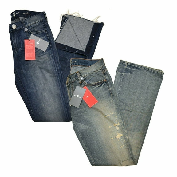 7 For All Mankind Womens Jeans 777 Bootcut Distressed Denim Bottoms Casual New