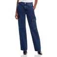 thumbnail image 1 of 7 For All Mankind Womens Tess Mid Rise Dark Wash Cargo Jeans, 1 of 3