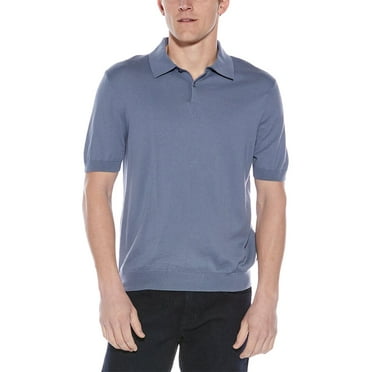 7 For All Mankind mens  Polo Sweater, l, Blue