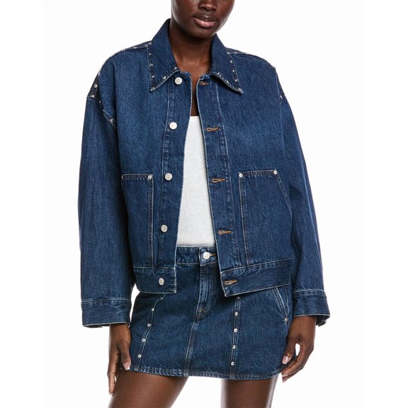 7 For All Mankind womens  Cropped Jacket, s, Blue