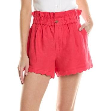 7 For All Mankind womens  Paperbag Tailored Linen-Blend Short, 23, Pink