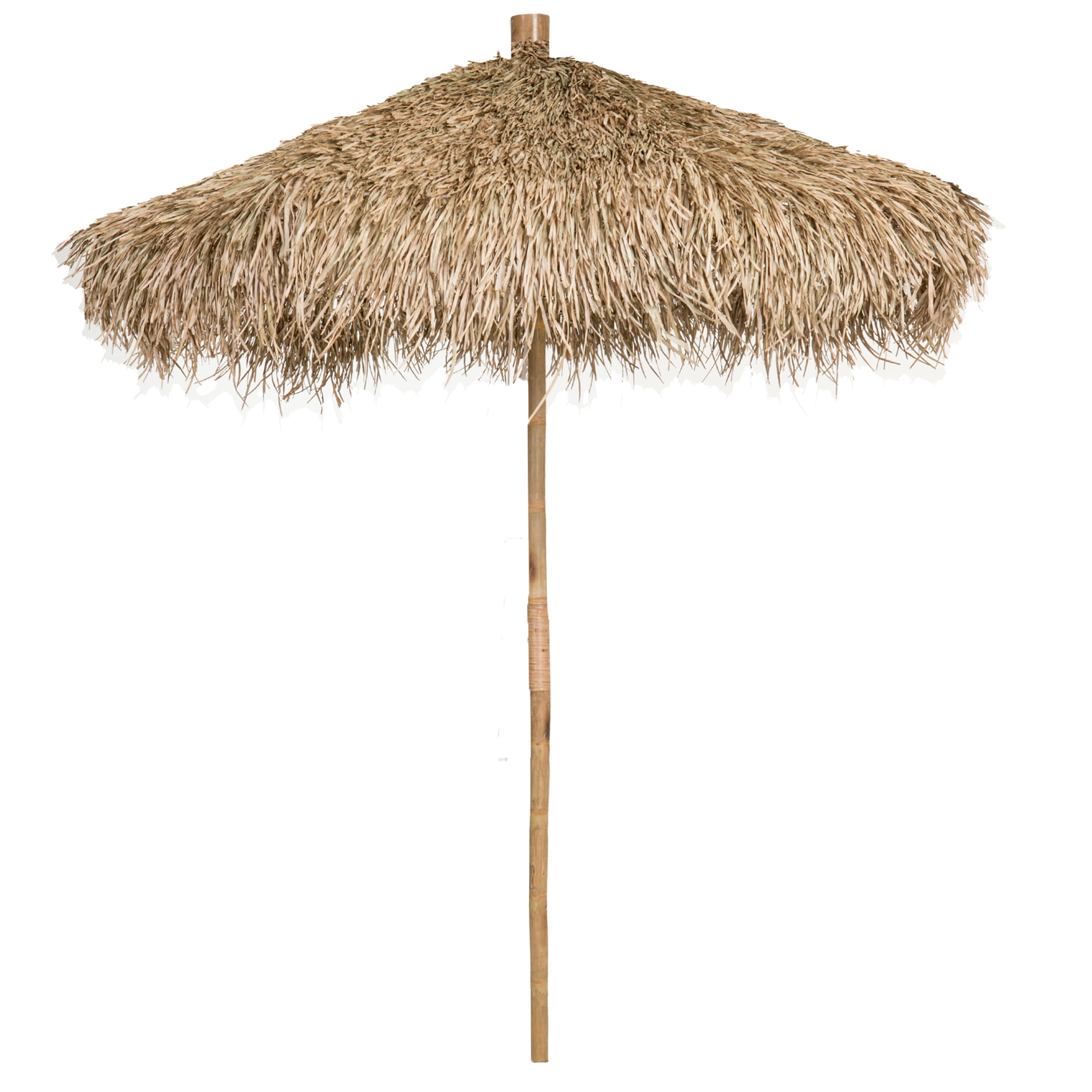 7 Ft. Bamboo Market Patio Umbrella Sea Grass Thatch Tiki Umbrella For Outdoor Backyard Natural