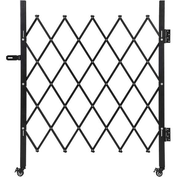 7 Ft Expandable Barricade Retractable Steel Safety Barrier with Lockable Casters for Traffic Control