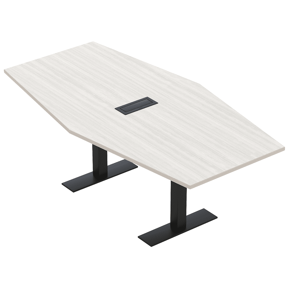 7 Ft Hexagon Conference Table With Metal T-Bases And Electrical Module ...
