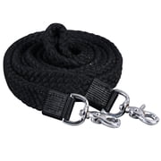 1 X 7Ft Hilason Braided Flat Cotton Roping Rein Trigger Snap Black