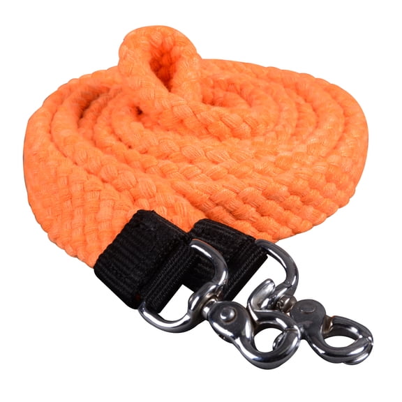 1" X 7Ft Hilason Braided Flat Cotton Roping Rein Trigger Snap Orange