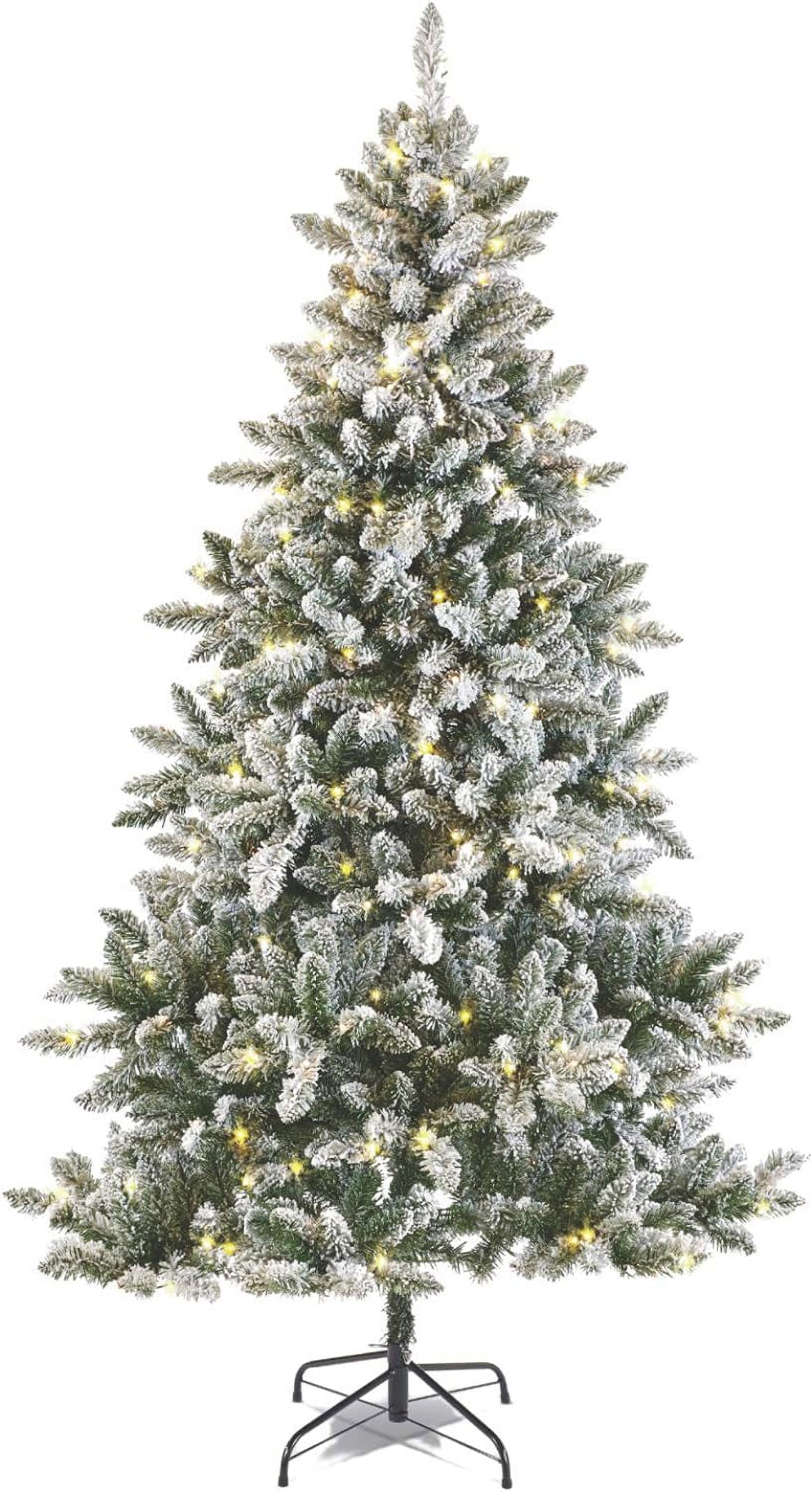 7 Ft. PreLit Flocked Cypress Artificial Christmas Tree With 350 ColorChanging Warm White