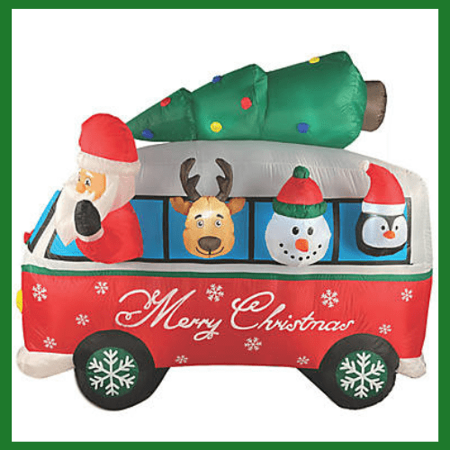 7 Ft Santa Claus Vintage Mini Van Inflatable Christmas Tree Prop Yard Blow Up