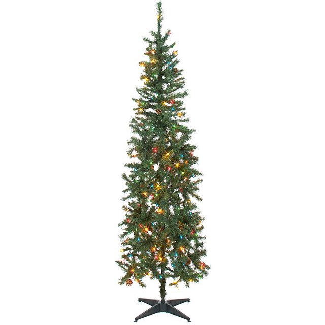 7Ft. Slim Prelit Trees Green Multi