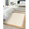 thumbnail image 1 of 7 Ft Square White Jute Area Rug, Hand-Woven, Reversible, Farmhouse Boho Style, Durable & Pet-Friendly Rug for Living Room, Dining Room, and Bedroom, 1 of 5