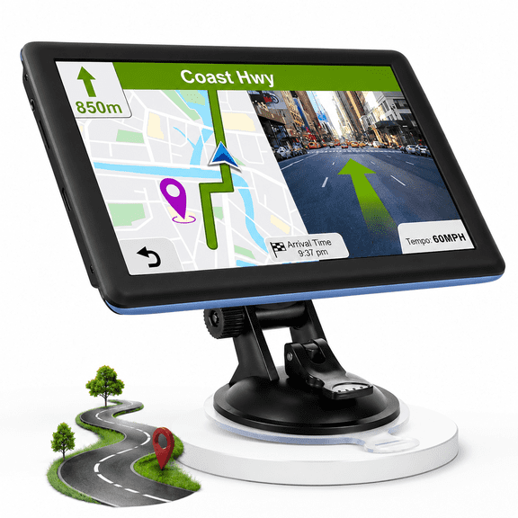 7" GPS Navigator for Car Truck RV, Portable HD Touchscreen Car GPS Navigation System with Latest Maps, Lifetime Free Updates, Voice Guidance, Custom Truck Routing, Speed Camera Alerts