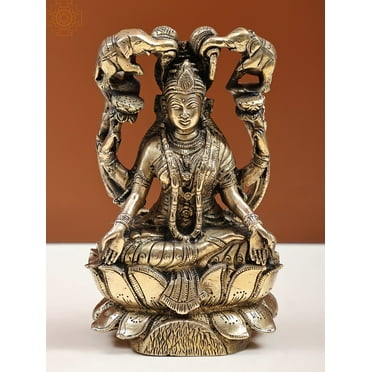 7" Gajalakshmi In Brass | Handmade - BRASS