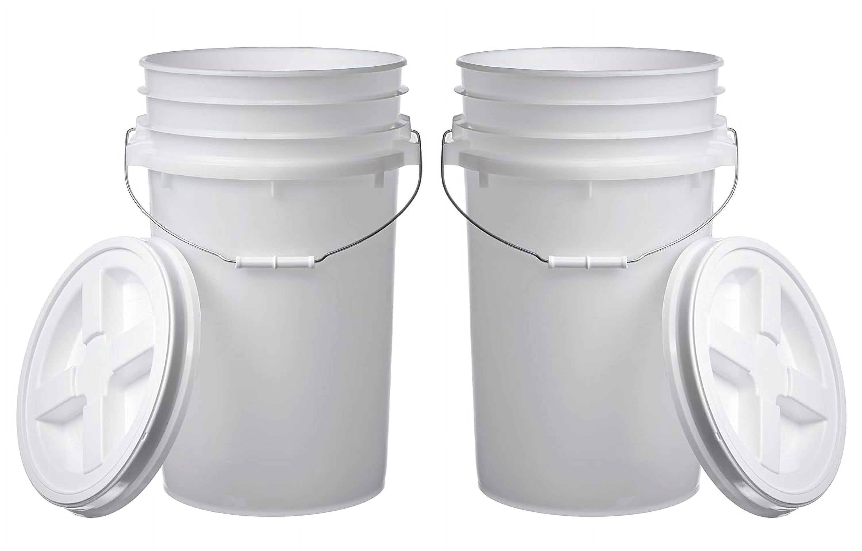 7 Gallon (2 Pack) Large Bucket Pail Container With Gamma Seal Lid, Food