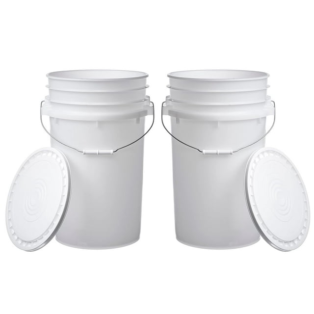 7 Gallon (2 Pack) Large Bucket Pail Container with Easy Peel Lid, Food