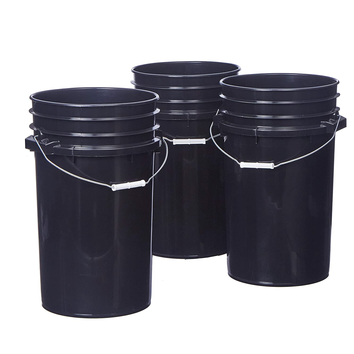 7 Gallon (3 Pack) HDPE Bucket, Black