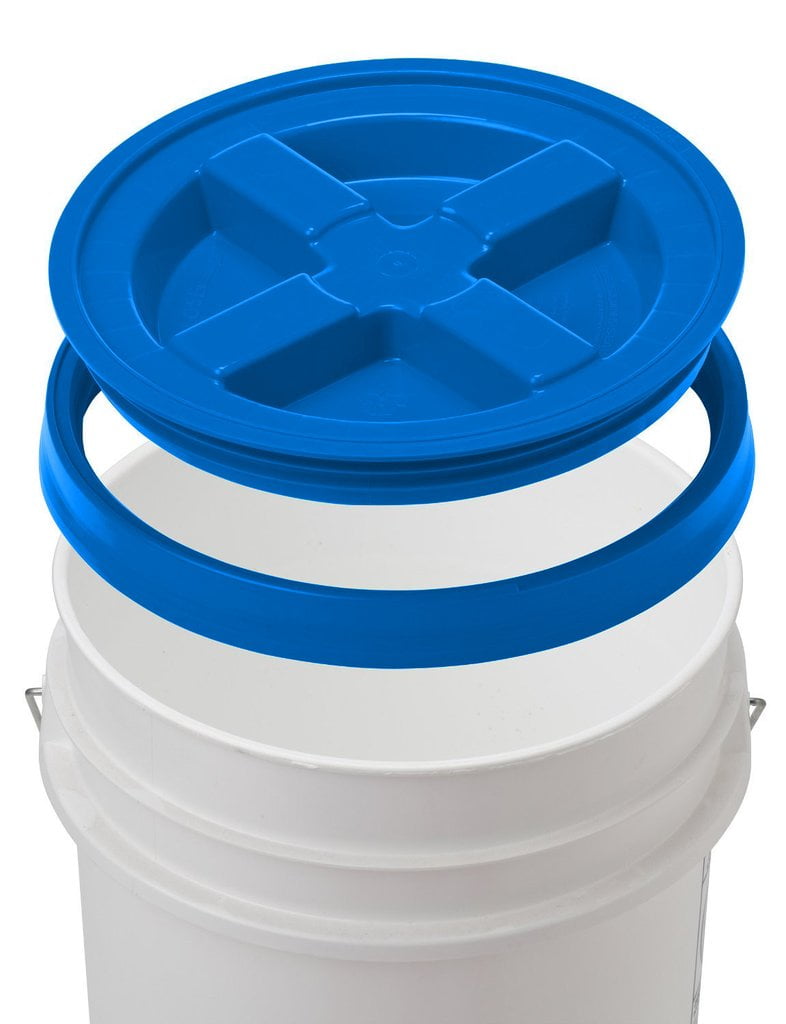 7 Gallon Letica White Bucket with Gamma Seal Lid (Blue)