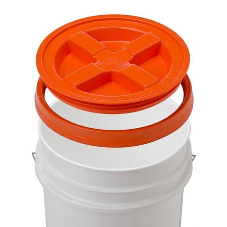 7 Gallon Letica White Bucket with Gamma Seal Lid (orange)