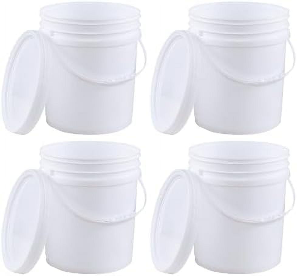7 Gallon Plastic Food Storage Pail with Handle, 4 Pcs Utility Storage ...