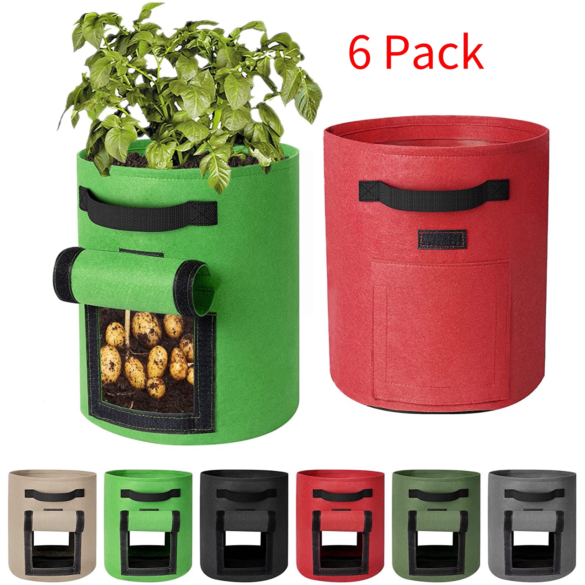 1/2/4 Pack Potato Grow Bags, Planter Bag 5/7 Gallon, Garden Bags for Vegetable, Fabric Planting