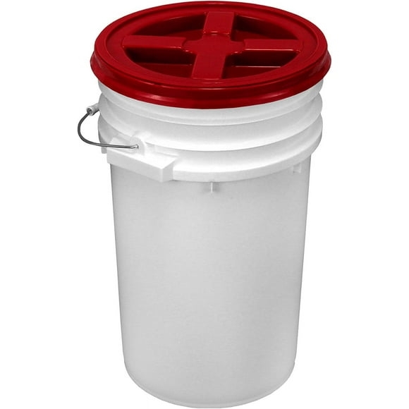 7 Gallon White Bucket with Gamma Seal Lid (Red)