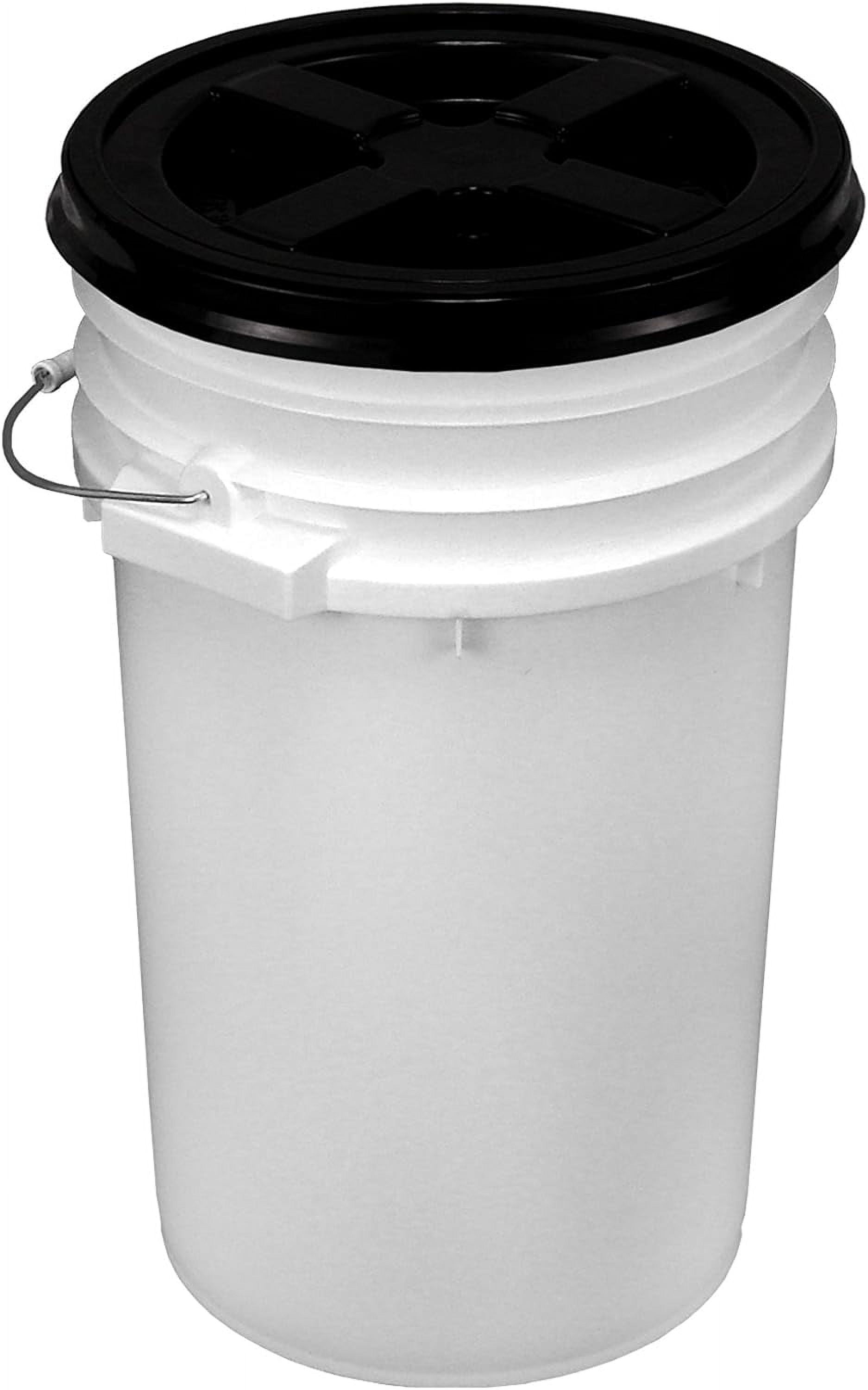 7 Gallon White Bucket with Lid (Black)