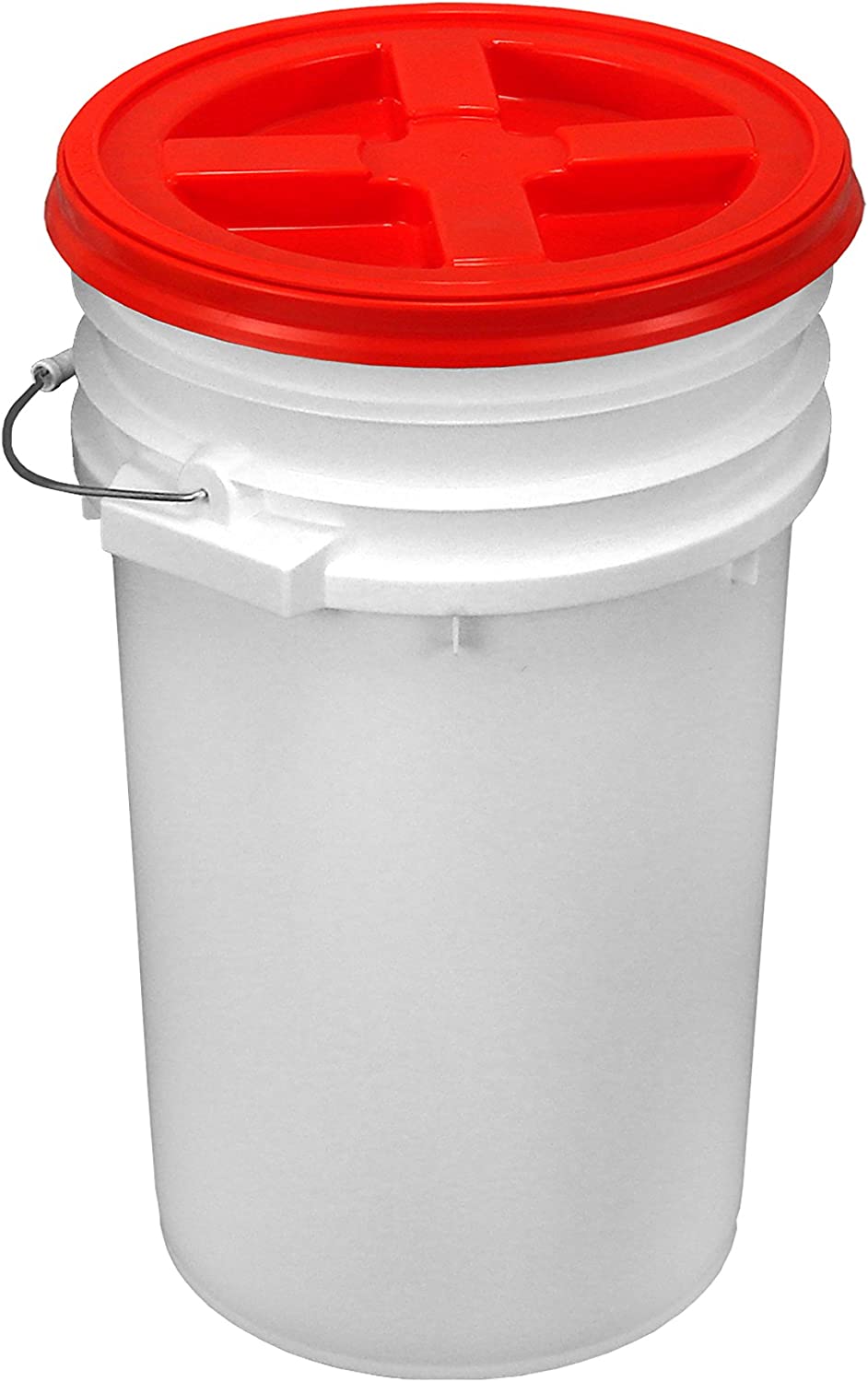 7 Gallon White Bucket with Lid (Orange)