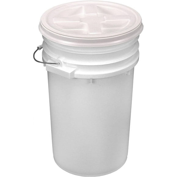 7 Gallon White Bucket with White Gamma Seal Lid, Wire Handle