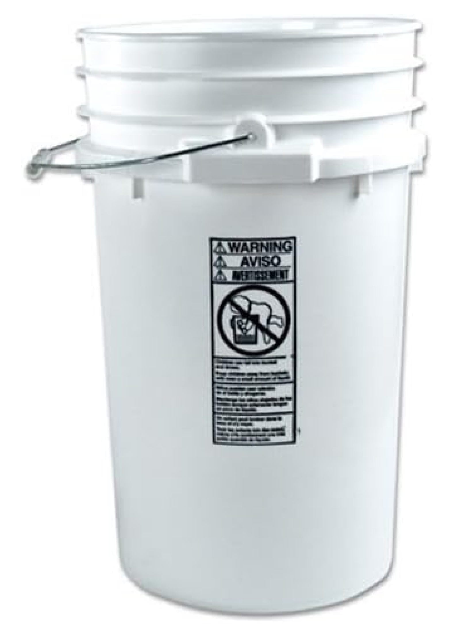 7 Gallon White HDPE Bucket - Durable Plastic Buckets with Handle ...