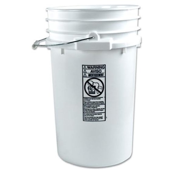 7 Gallon White HDPE Bucket - Durable Plastic Buckets with Handle - Reusable 7.39 Gal Bucket for Home, Industrial, & Outdoor Use