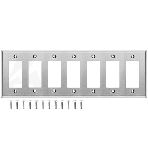 7-Gang Stainless Steel Outlet Covers for Rocker Switches, Standard Size 4.5'' x 13.6'', Light Switch Cover Plate, Decorative Outlet Covers, Metal Wall Plate Cover, Screws Included