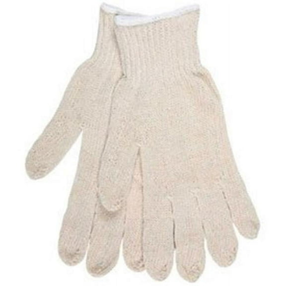 7 Gauge String Knit Gloves, Natural Cotton & Polyester, Hemmed - 1 Dozen, White