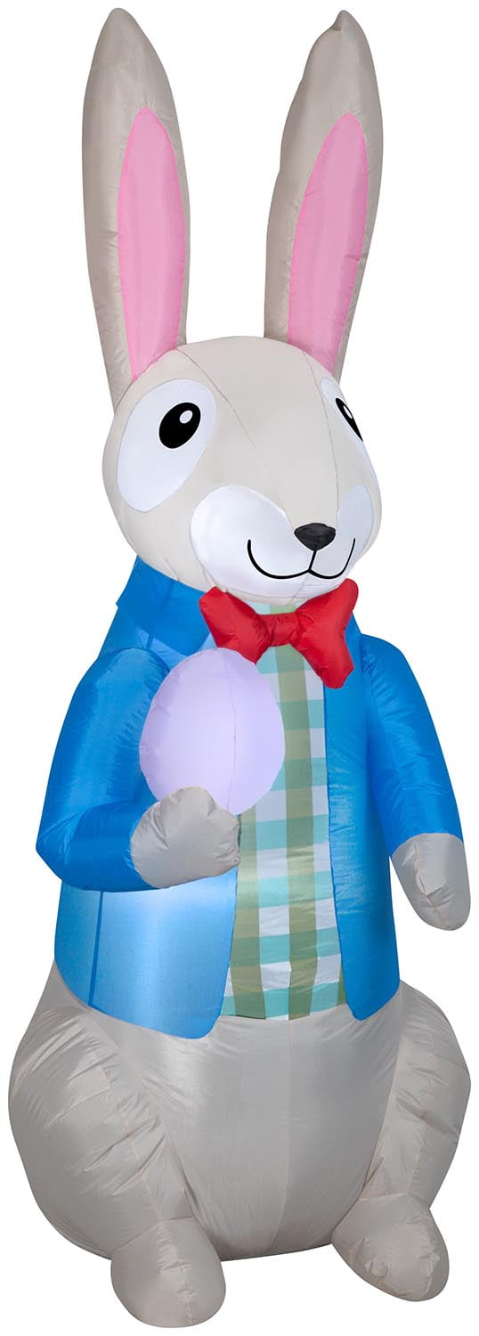 7' Gemmy Airblown Inflatable Dapper Easter Bunny w/ Easter Egg Yard Decoration 440803