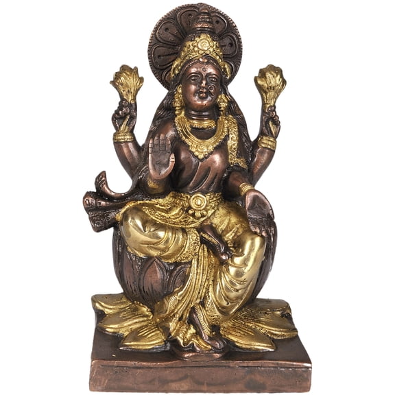 7" Goddess Lakshmi In Brass | Handmade | Made In India