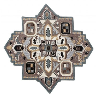 7â€™ Gray and Beige Medallion Area Rug