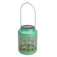 thumbnail image 1 of 7" Green Integrated Floral Pattern Outdoor Solar Lantern with Handle - 5, 1 of 5