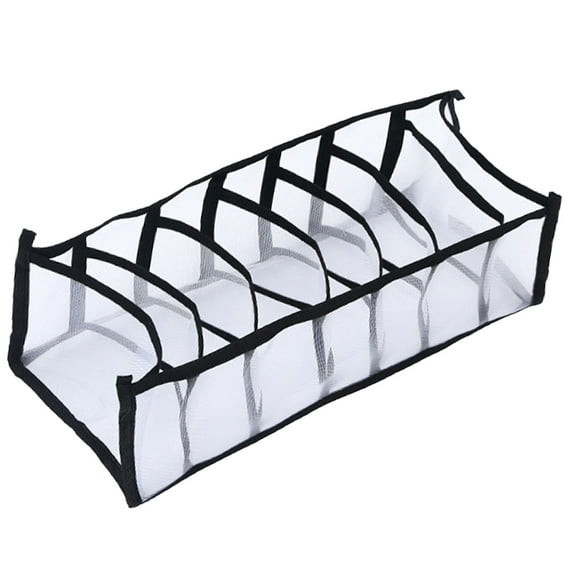 7-Grid Leggings Storage Box for Wardrobe, Black Mesh Divided Foldable Closet Organizer