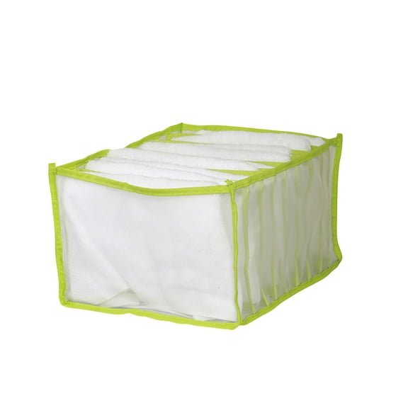 7 Grids Washable Wardrobe Organizer, Mesh Clothes Storage Box for Jeans, T-Shirts, Underwear, Compartmentalized Fabric Bin, Foldable Closet Organizer for Drawers, Shelves, Breathable Design