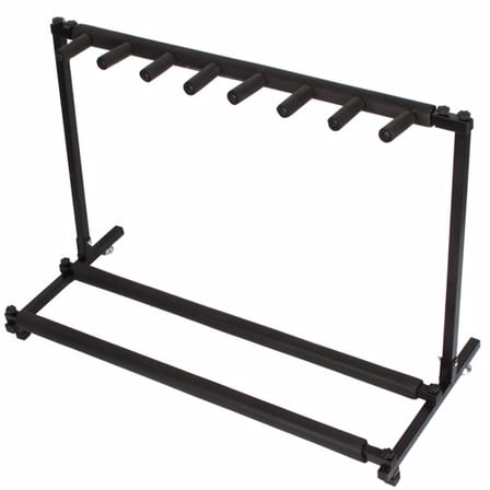 7-Guitar Rack Stand - Foldable Design, Sturdy Alloy Resin Construction for Acoustic/Electric/Bass Guitars, Black
