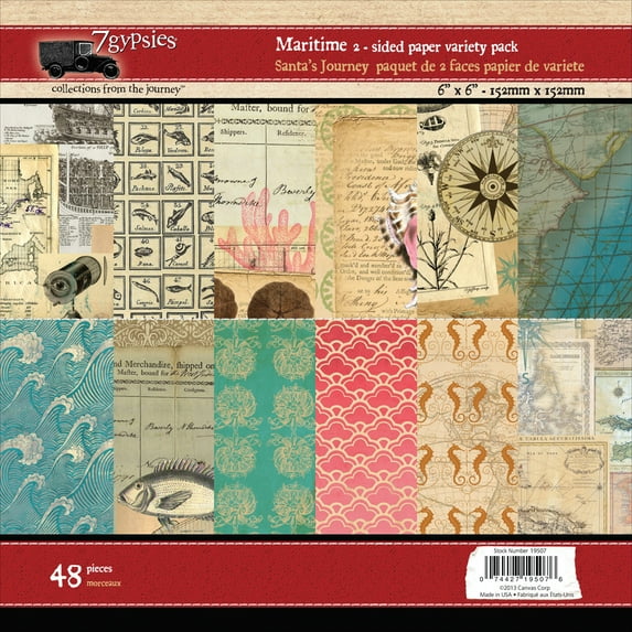 7 Gypsies Paper Pad 6"X6" 48/Pkg-Maritime, Pk 2, 7 Gypsies