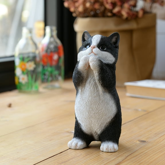 7" H Cow Cat Kitten Statue Praying