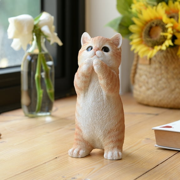 7" H Orange Tabby Cat Praying