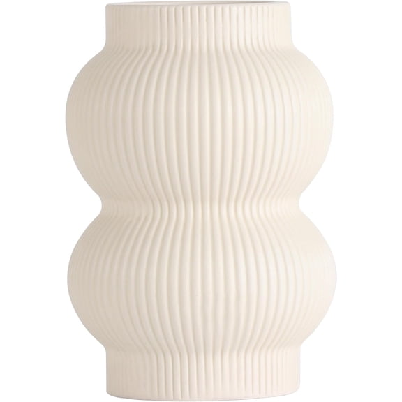7" H Satin Off-White Ribbed Bubble Ceramic Desktop Vase  Indoor Decor Essential